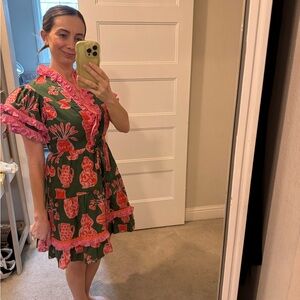 CeliaB Green and Pink Floral Mini Dress